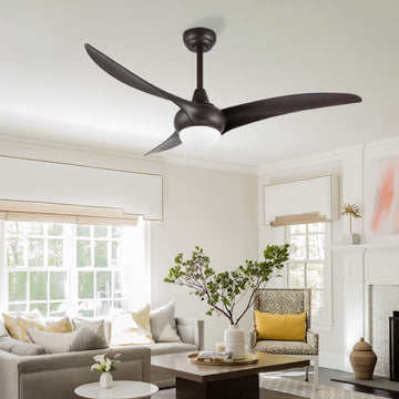 Aviator 52" Coastal Vintage Iron/Plastic Mobile-App/Remote-Controlled 6-Speed Retro Swirl Integrated LED Ceiling Fan